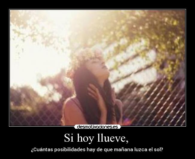 Si hoy llueve, - ¿Cuántas posibilidades hay de que mañana luzca el sol?