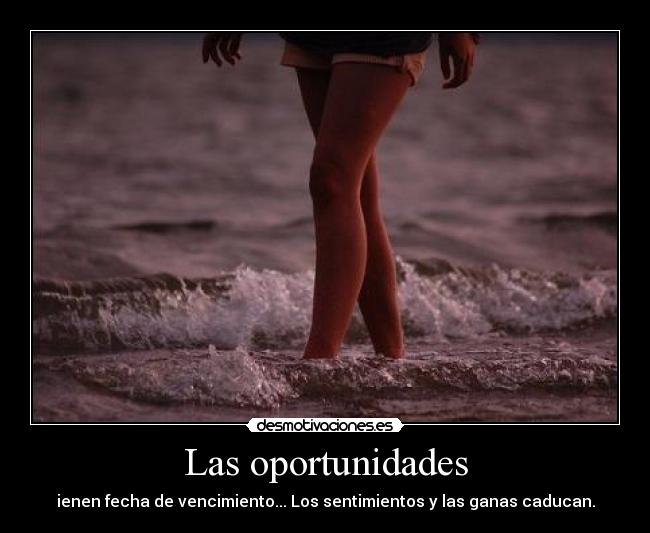 Las oportunidades - ienen fecha de vencimiento... Los sentimientos y las ganas caducan.