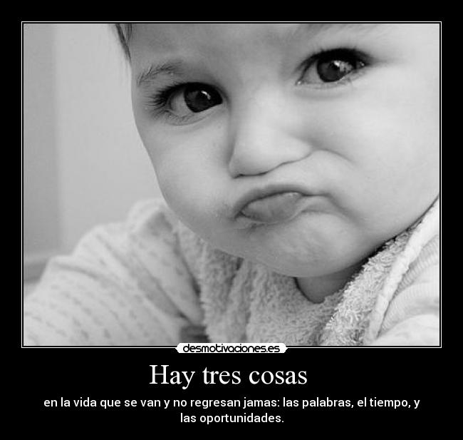 Hay tres cosas - en la vida que se van y no regresan jamas: las palabras, el tiempo, y
las oportunidades.