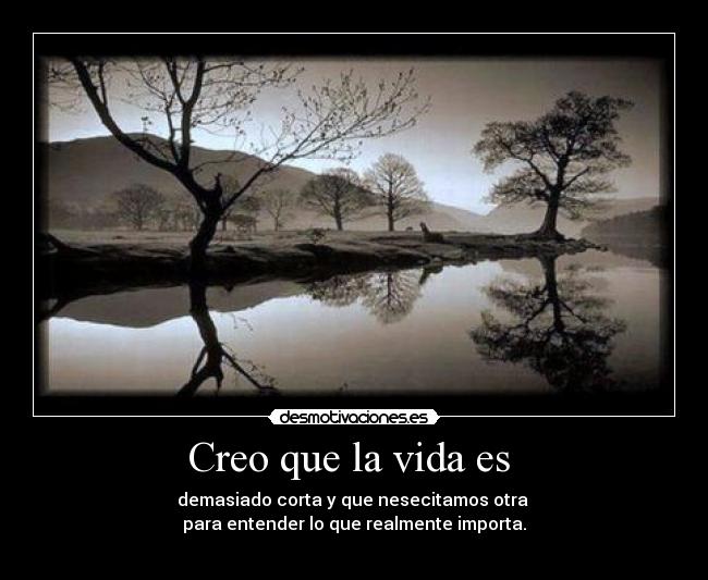Creo que la vida es - demasiado corta y que nesecitamos otra
para entender lo que realmente importa.