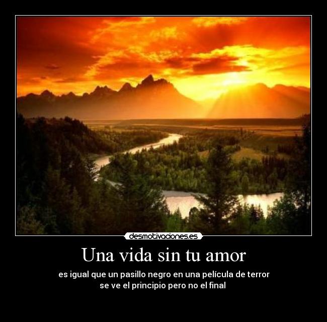 Una vida sin tu amor - es igual que un pasillo negro en una película de terror
se ve el principio pero no el final 

