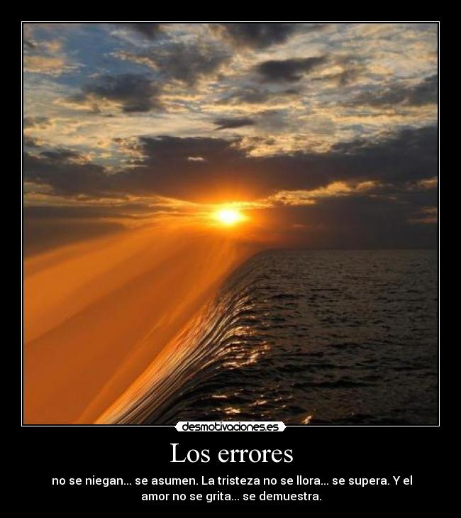 Los errores -  no se niegan... se asumen. La tristeza no se llora... se supera. Y el amor no se grita... se demuestra.