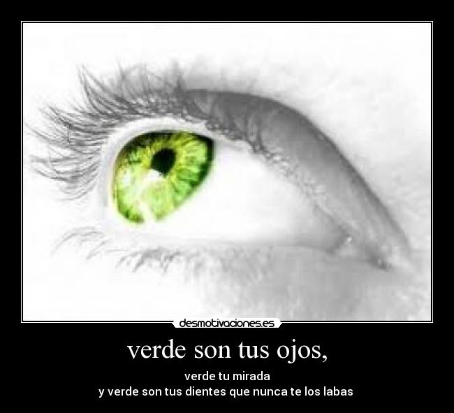 verde son tus ojos, -