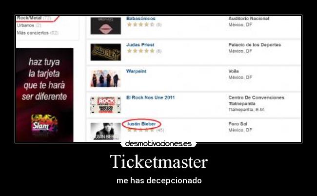 Ticketmaster - me has decepcionado
