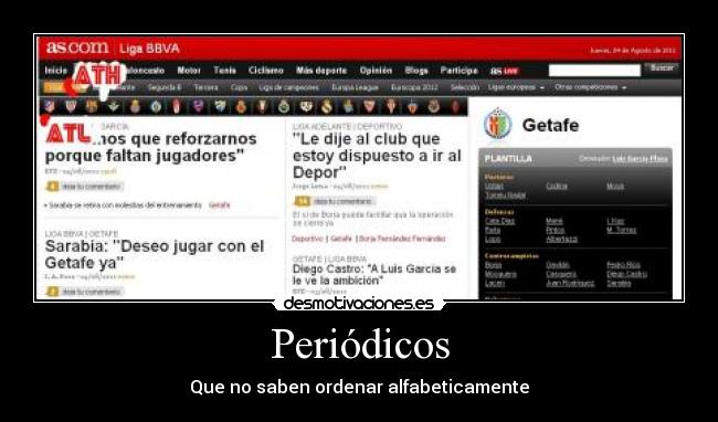 Periódicos - Que no saben ordenar alfabeticamente
