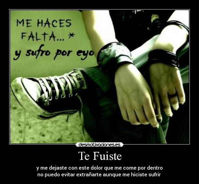 Te Fuiste - y me dejaste con este dolor que me come por dentro
no puedo evitar extrañarte aunque me hiciste sufrir