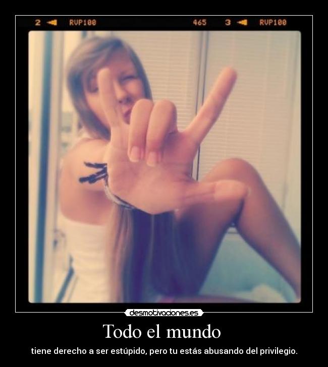 Todo el mundo  - tiene derecho a ser estúpido, pero tu estás abusando del privilegio.