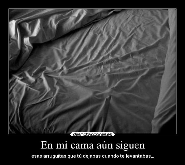 En mi cama aún siguen - esas arruguitas que tú dejabas cuando te levantabas...