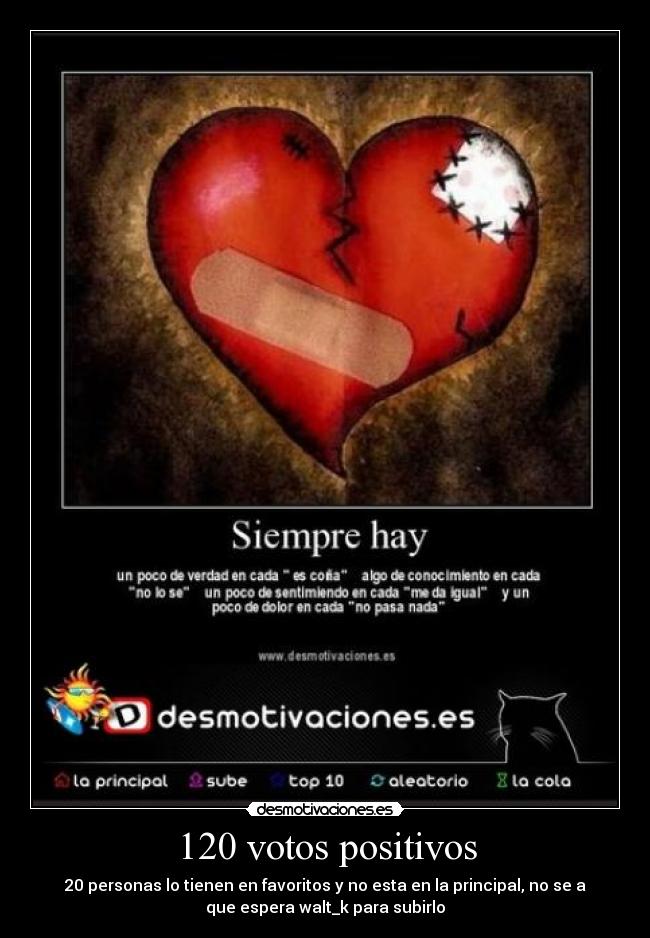 120 votos positivos - 20 personas lo tienen en favoritos y no esta en la principal, no se a
que espera walt_k para subirlo