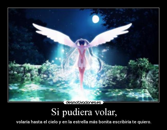 Si pudiera volar, - volaría hasta el cielo y en la estrella más bonita escribiría te quiero.