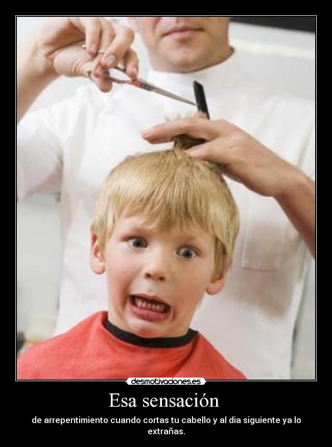 Esa sensación - de arrepentimiento cuando cortas tu cabello y al dia siguiente ya lo extrañas.