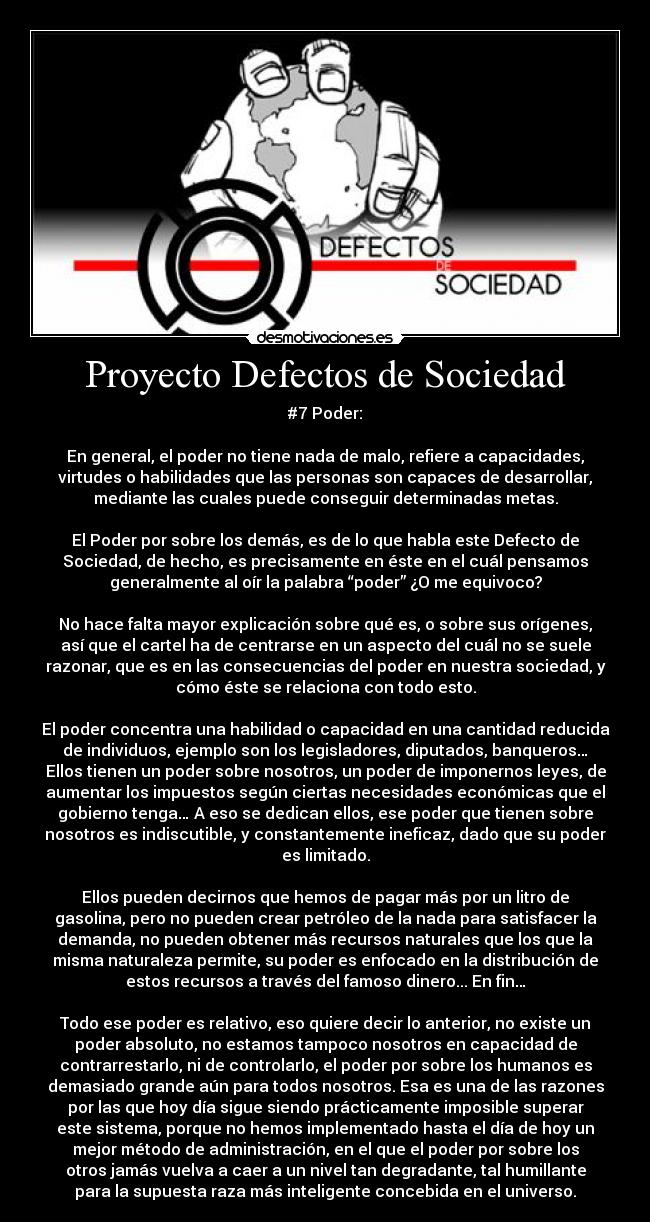 carteles sociedad proyecto defectos sociedad poder administracion gobierno ineficiencia desmotivaciones