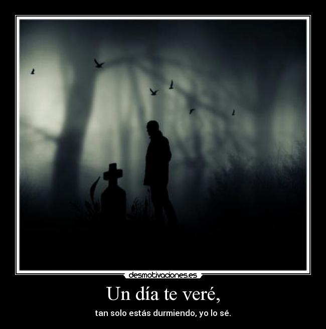 Un día te veré, - tan solo estás durmiendo, yo lo sé.
