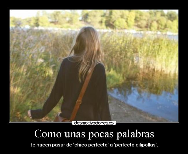 Como unas pocas palabras - te hacen pasar de chico perfecto a perfecto gilipollas.