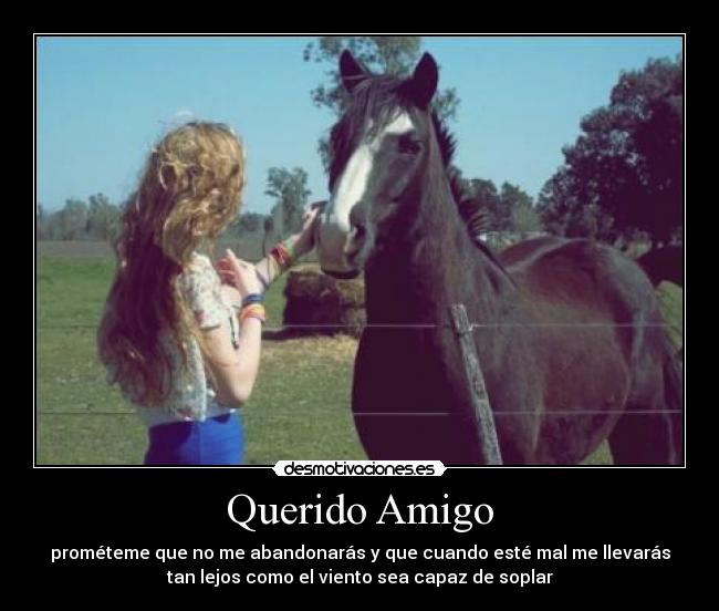 Querido Amigo - prométeme que no me abandonarás y que cuando esté mal me llevarás
tan lejos como el viento sea capaz de soplar