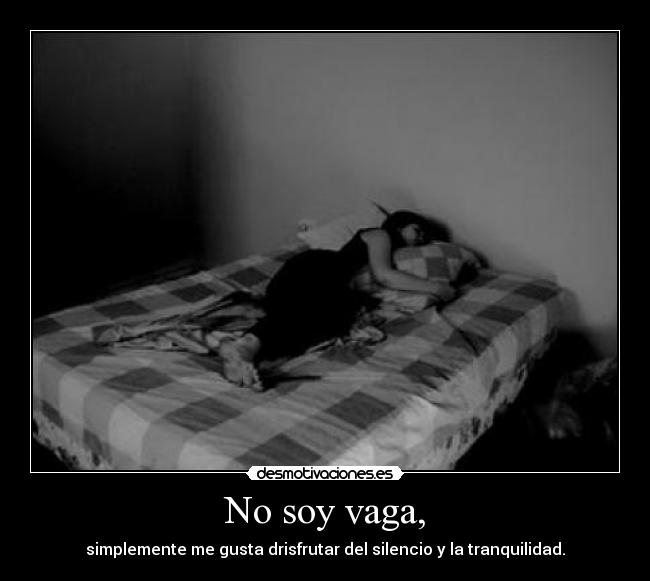 No soy vaga, - simplemente me gusta drisfrutar del silencio y la tranquilidad.