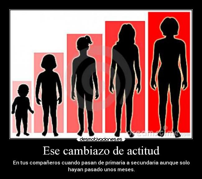 Ese cambiazo de actitud - En tus compañeros cuando pasan de primaria a secundaria aunque solo
hayan pasado unos meses.