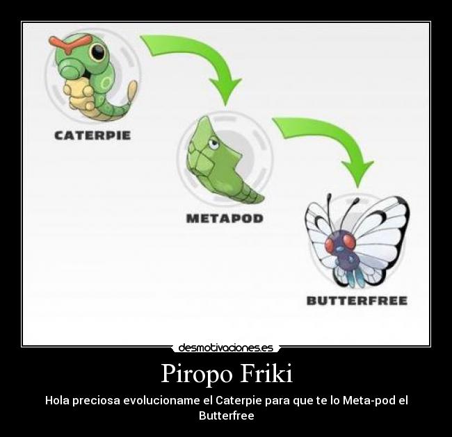 carteles friki piropo asco pokemon butterfree metapod caterpie desmotivaciones