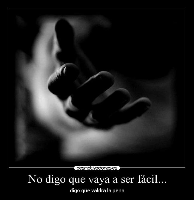 No digo que vaya a ser fácil... - digo que valdrá la pena