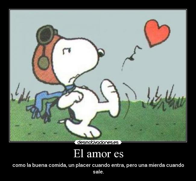 El amor es - como la buena comida, un placer cuando entra, pero una mierda cuando sale.