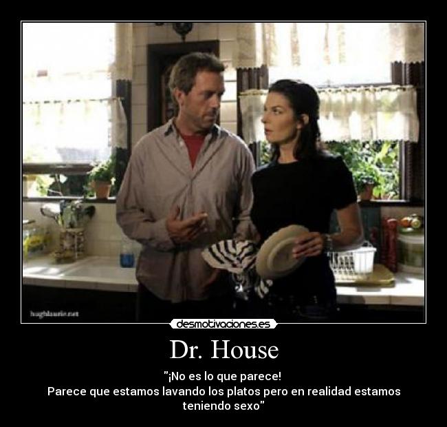 Dr. House - ¡No es lo que parece! 
Parece que estamos lavando los platos pero en realidad estamos teniendo sexo