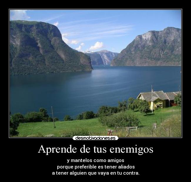 Aprende de tus enemigos - y mantelos como amigos
porque preferible es tener aliados
a tener alguien que vaya en tu contra.