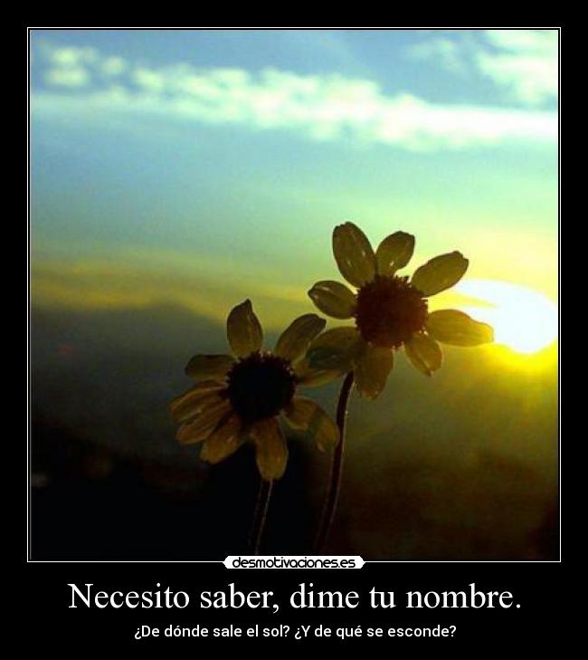 Necesito saber, dime tu nombre. -