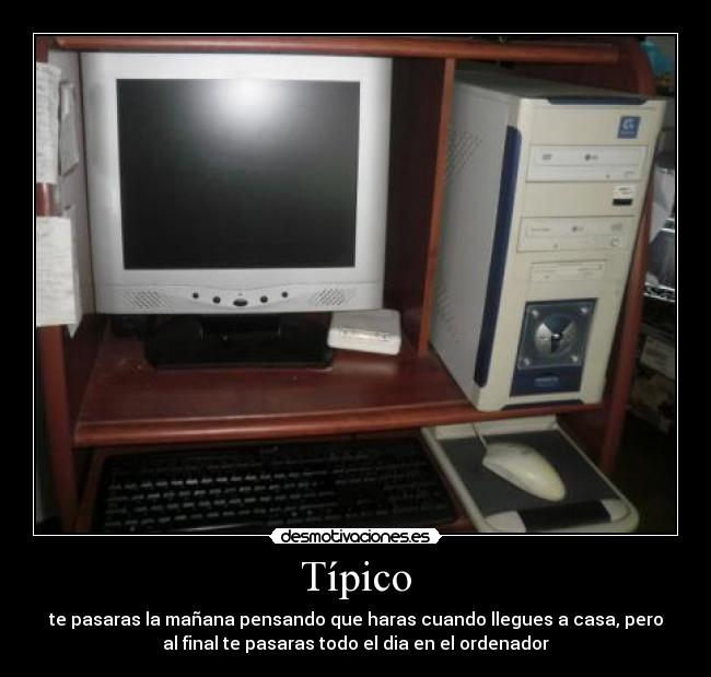 Típico - te pasaras la mañana pensando que haras cuando llegues a casa, pero
al final te pasaras todo el dia en el ordenador