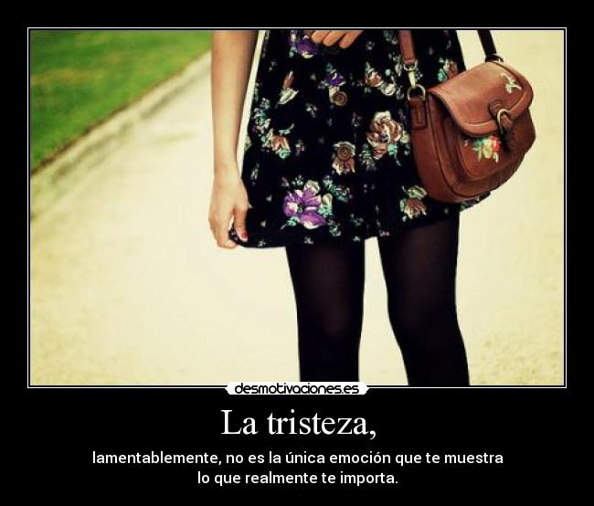 La tristeza, - lamentablemente, no es la única emoción que te muestra
lo que realmente te importa.