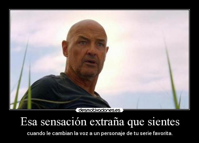 Esa sensación extraña que sientes - cuando le cambian la voz a un personaje de tu serie favorita.