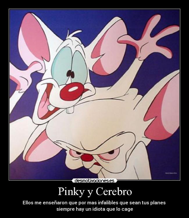 Pinky y Cerebro - Ellos me enseñaron que por mas infalibles que sean tus planes
siempre hay un idiota que lo cage