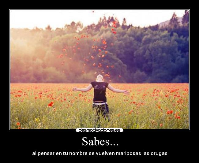 Sabes... - al pensar en tu nombre se vuelven mariposas las orugas