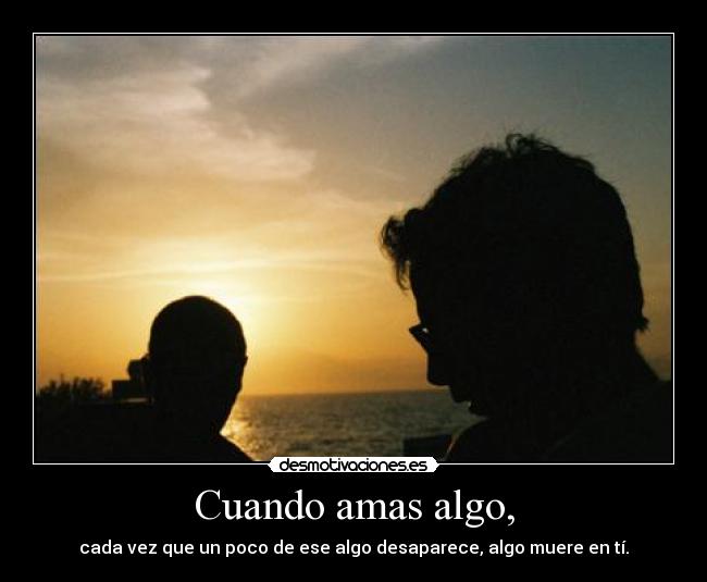 Cuando amas algo, - cada vez que un poco de ese algo desaparece, algo muere en tí.