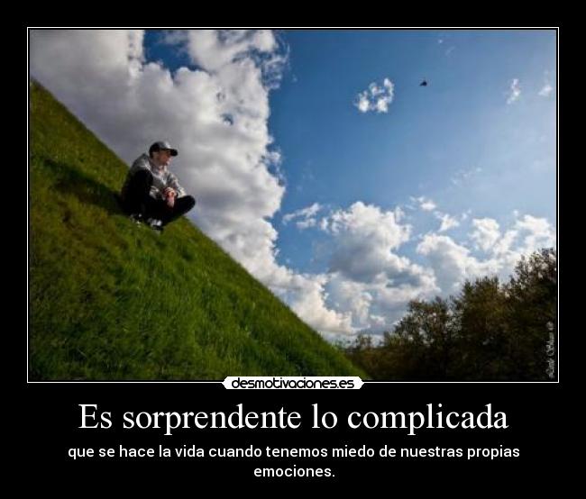 Es sorprendente lo complicada - que se hace la vida cuando tenemos miedo de nuestras propias emociones.