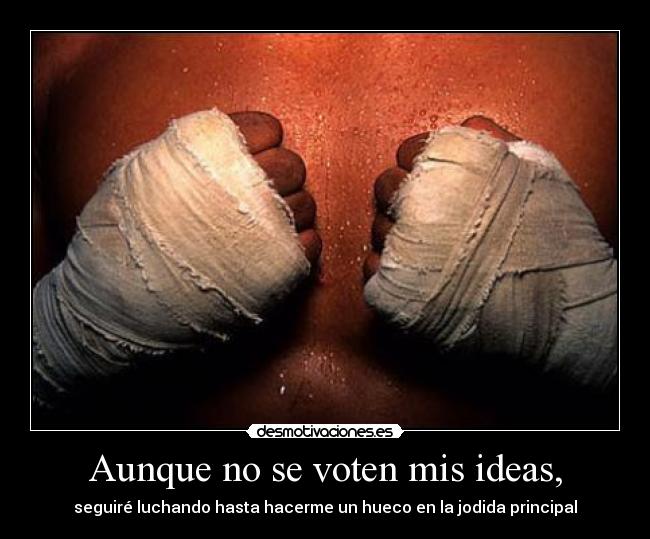 Aunque no se voten mis ideas, - seguiré luchando hasta hacerme un hueco en la jodida principal