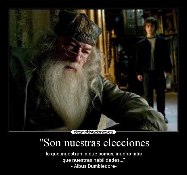 Son nuestras elecciones - lo que muestran lo que somos, mucho más
que nuestras habilidades...
- Albus Dumbledore-