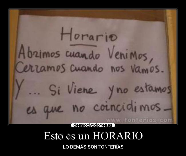 carteles horario desmotivaciones