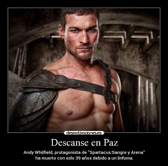 Descanse en Paz - Andy Whitfield, protagonista de Spartacus:Sangre y Arena
ha muerto con sólo 39 años debido a un linfoma.