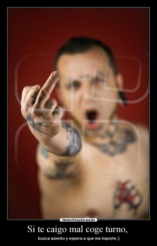 Si te caigo mal coge turno,  - busca asiento y espera a que me importe ;)
