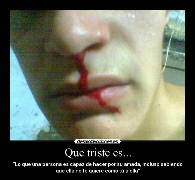 Que triste es... - Lo que una persona es capaz de hacer por su amada, incluso sabiendo
que ella no te quiere como tú a ella