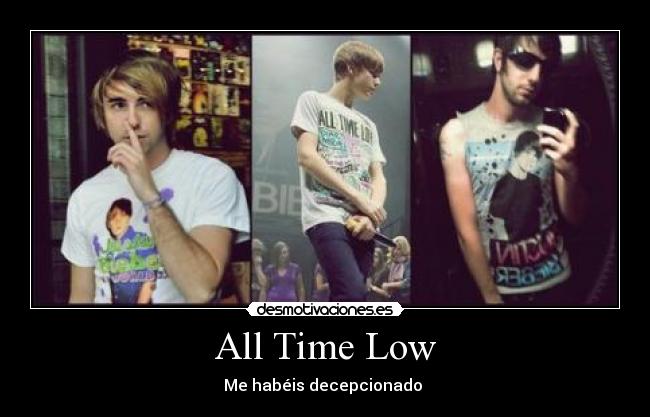 carteles justin bieber con camiseta all time low viceversa desmotivaciones