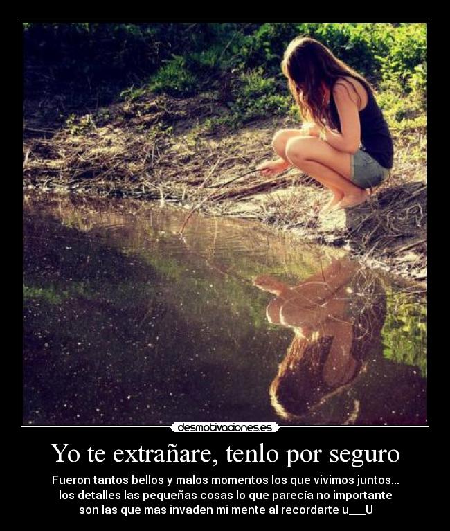 Yo te extrañare, tenlo por seguro - Fueron tantos bellos y malos momentos los que vivimos juntos...
los detalles las pequeñas cosas lo que parecía no importante
son las que mas invaden mi mente al recordarte u___U