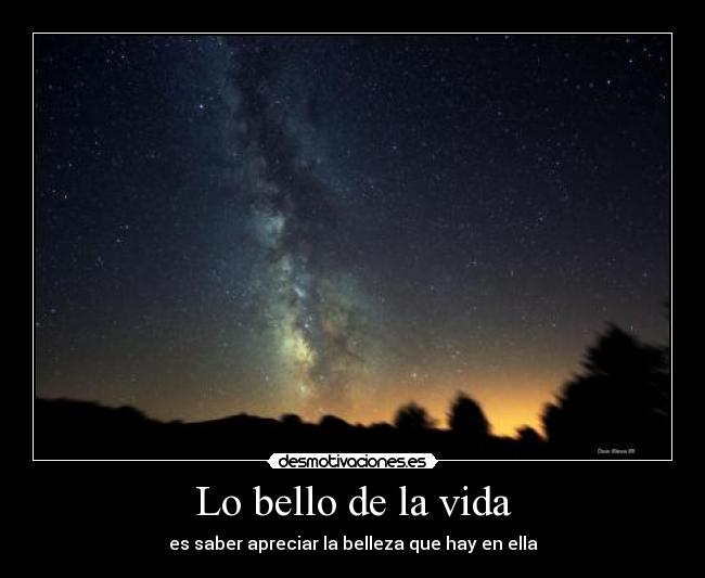 Lo bello de la vida - es saber apreciar la belleza que hay en ella
