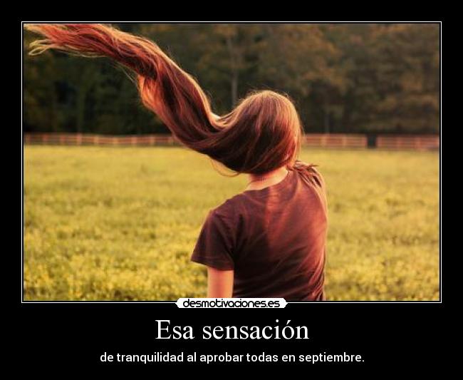 Esa sensación - de tranquilidad al aprobar todas en septiembre.