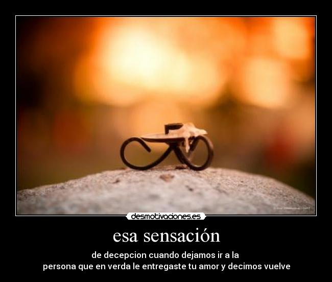 esa sensación - de decepcion cuando dejamos ir a la 
persona que en verda le entregaste tu amor y decimos vuelve