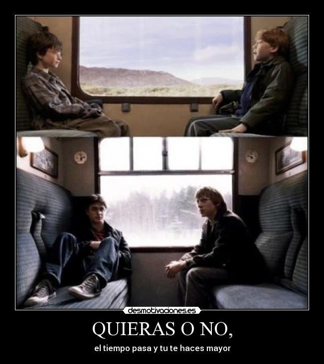 carteles tiempo pasa mayor harry potter wesley tren vida amigos crecer inevitable desmotivaciones