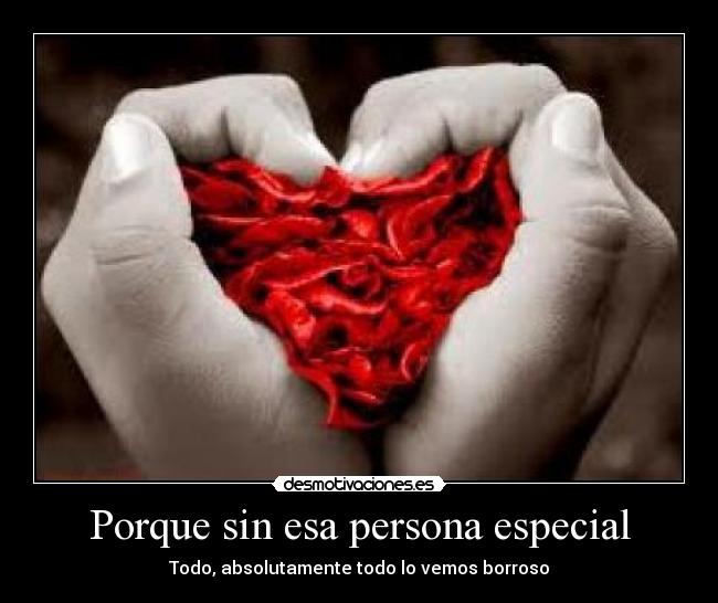 Porque sin esa persona especial - Todo, absolutamente todo lo vemos borroso