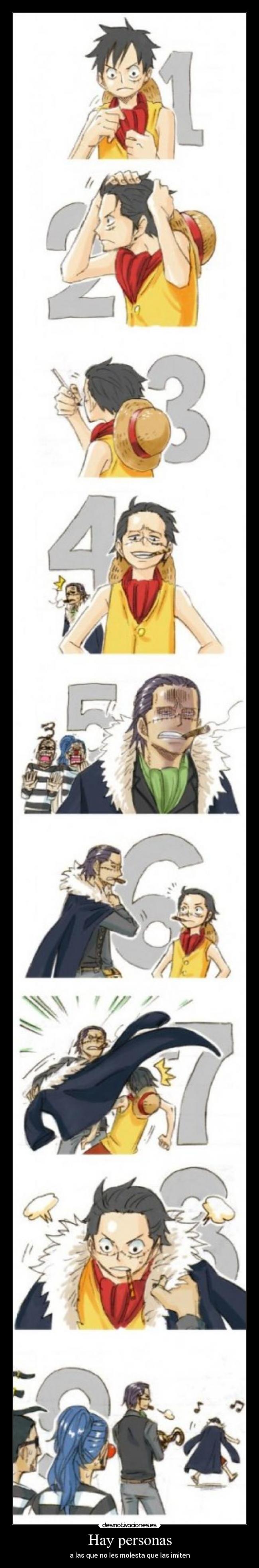 carteles rincewind one piece luffy cocodrile personas molesta imiten disfraz pasos desmotivaciones
