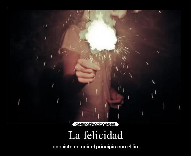 La felicidad - consiste en unir el principio con el fin.