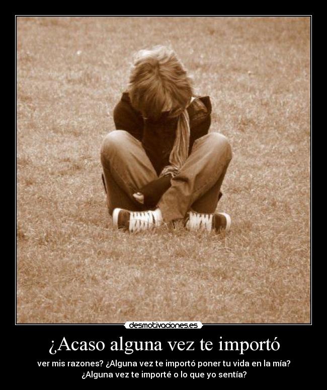 ¿Acaso alguna vez te importó - ver mis razones? ¿Alguna vez te importó poner tu vida en la mía?
¿Alguna vez te importé o lo que yo sentía?